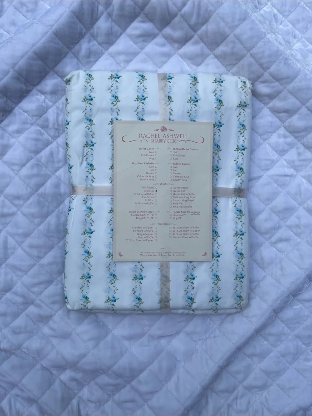 Rachel Ashwell, Shabby Chic, Blue Ditsy Trails Twin flat sheet 🩵
